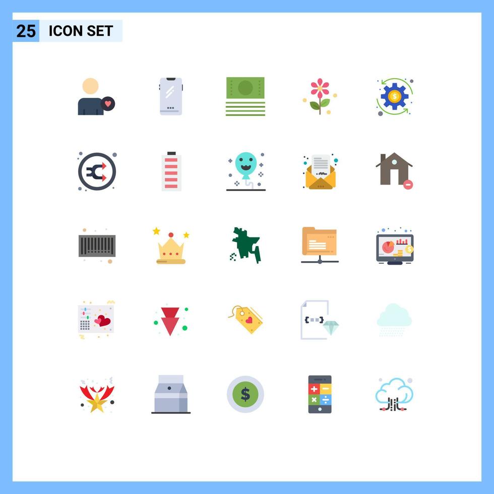 Pictogram Set of 25 Simple Flat Colors of arrow money cash coin easter Editable Vector Design Elements