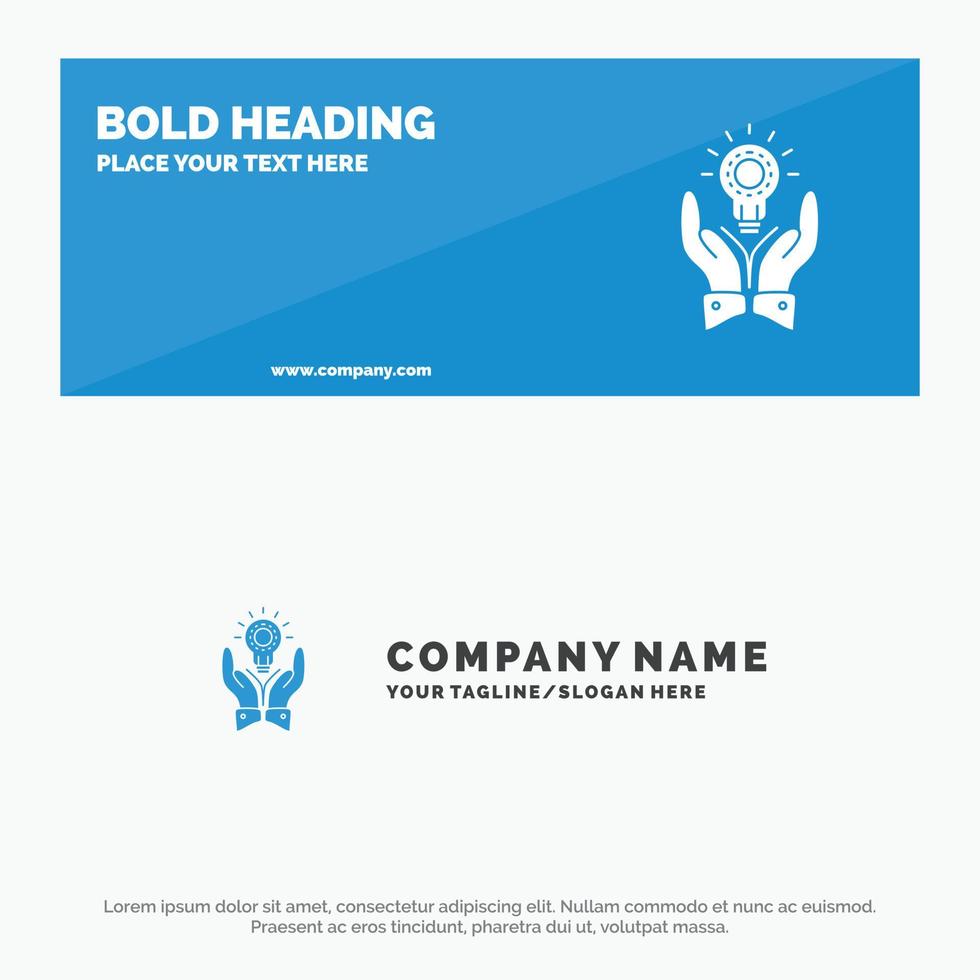 bombilla de solución idea de mano de negocio marketing icono sólido banner de sitio web y plantilla de logotipo de empresa vector