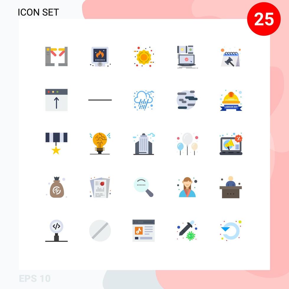 Modern Set of 25 Flat Colors and symbols such as appointment responsive fire mobile computer Editable Vector Design Elements