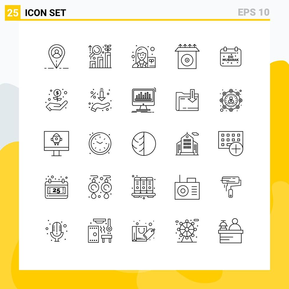 25 Line concept for Websites Mobile and Apps celebration eid scientist calendar install Editable Vector Design Elements