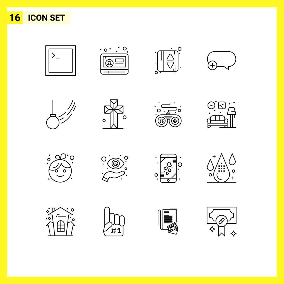 Stock Vector Icon Pack of 16 Line Signs and Symbols for ball swing elevator door pendulum message Editable Vector Design Elements