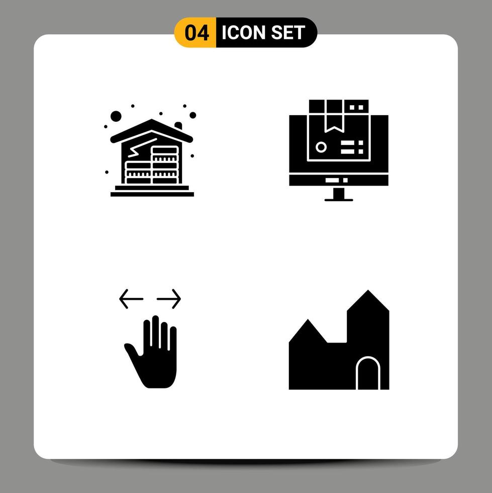 Universal Icon Symbols Group of 4 Modern Solid Glyphs of coins hand money product left Editable Vector Design Elements