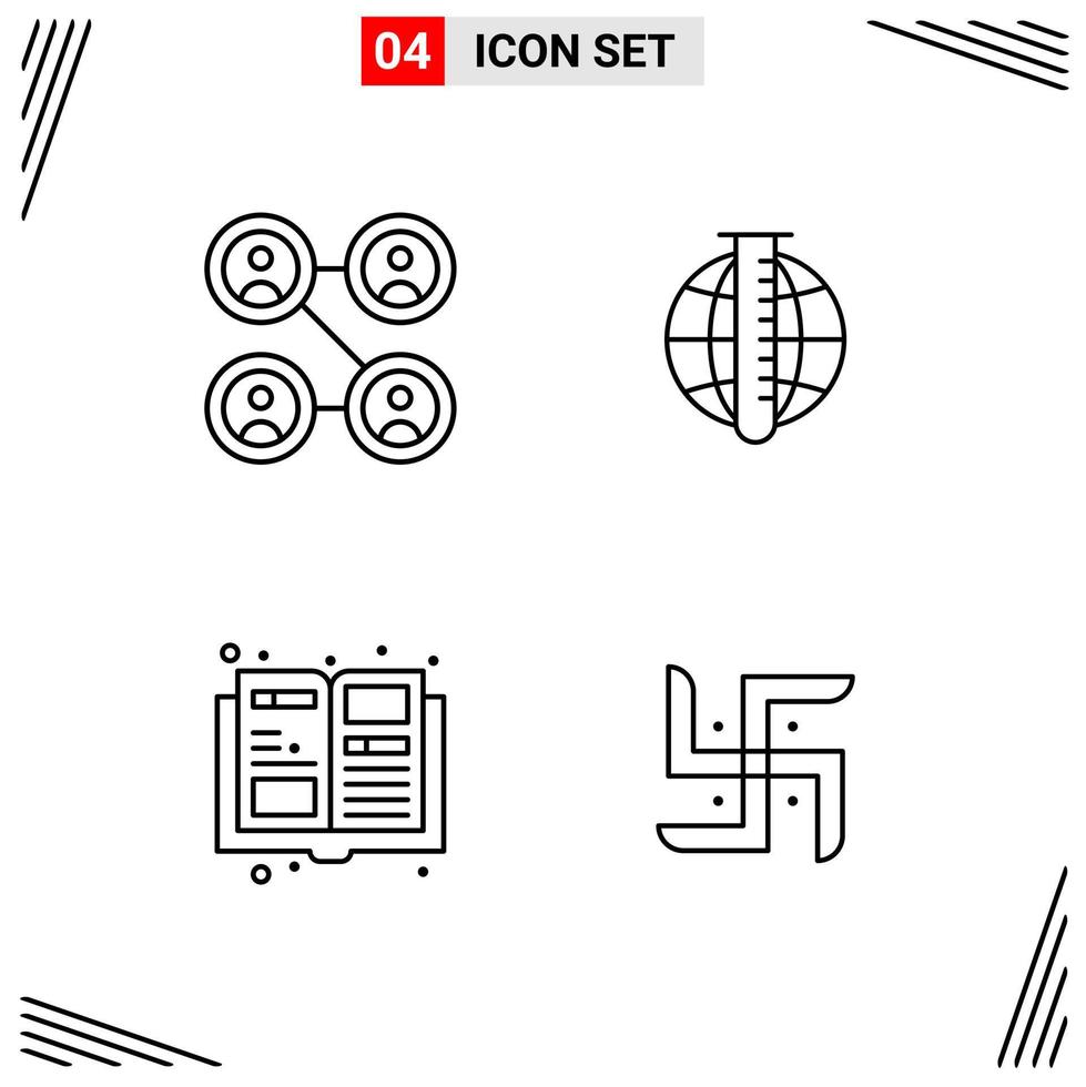 4 Icons Line Style Grid Based Creative Outline Symbols for Website Design Simple Line Icon Signs Isolated on White Background 4 Icon Set Creative Black Icon vector background