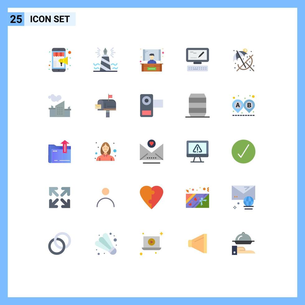 Universal Icon Symbols Group of 25 Modern Flat Colors of summer beach edit markiting computer Editable Vector Design Elements
