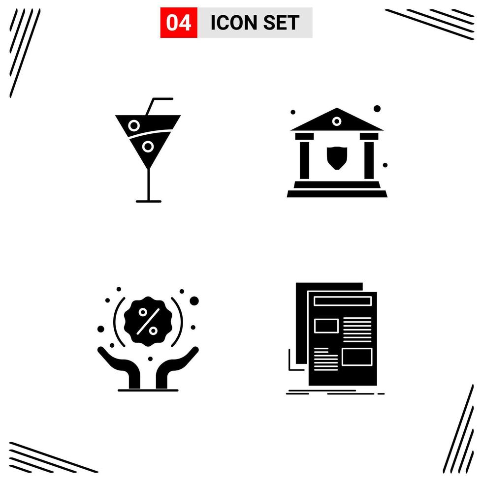 4 Icons Solid Style Grid Based Creative Glyph Symbols for Website Design Simple Solid Icon Signs Isolated on White Background 4 Icon Set Creative Black Icon vector background