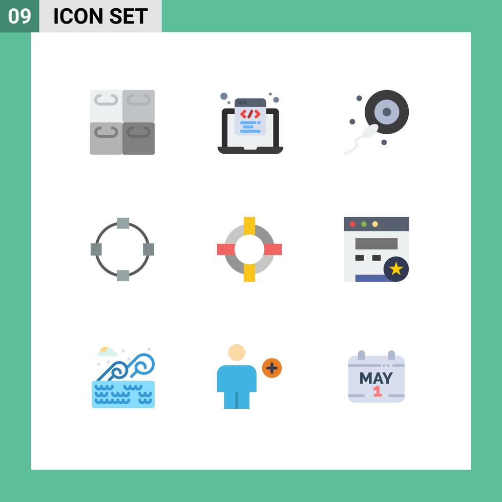 Set of 9 Modern UI Icons Symbols Signs for bookmark lifesaver fertilization help path Editable Vector Design Elements