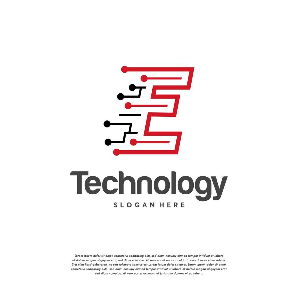 E initial Technology Logo designs template vector