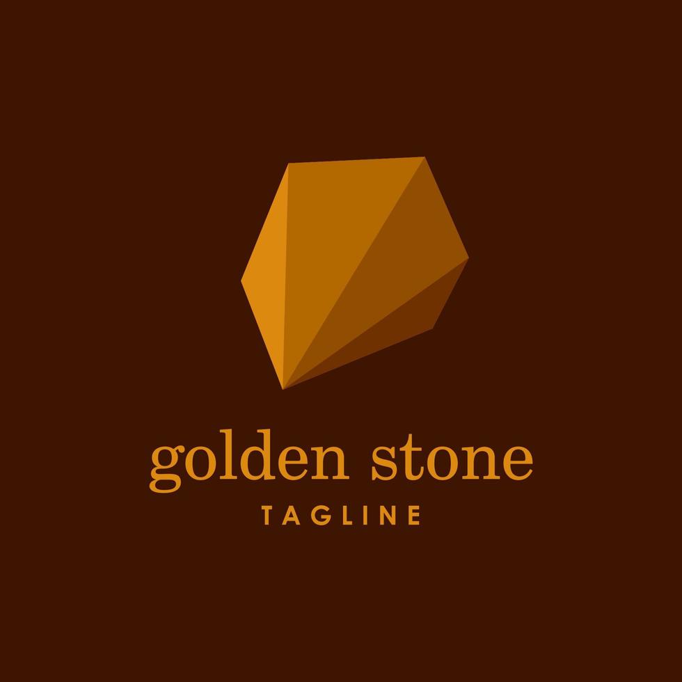 Golden Stone Logo designs, Jewelry logo template icon, Geometric Diamond logo vector