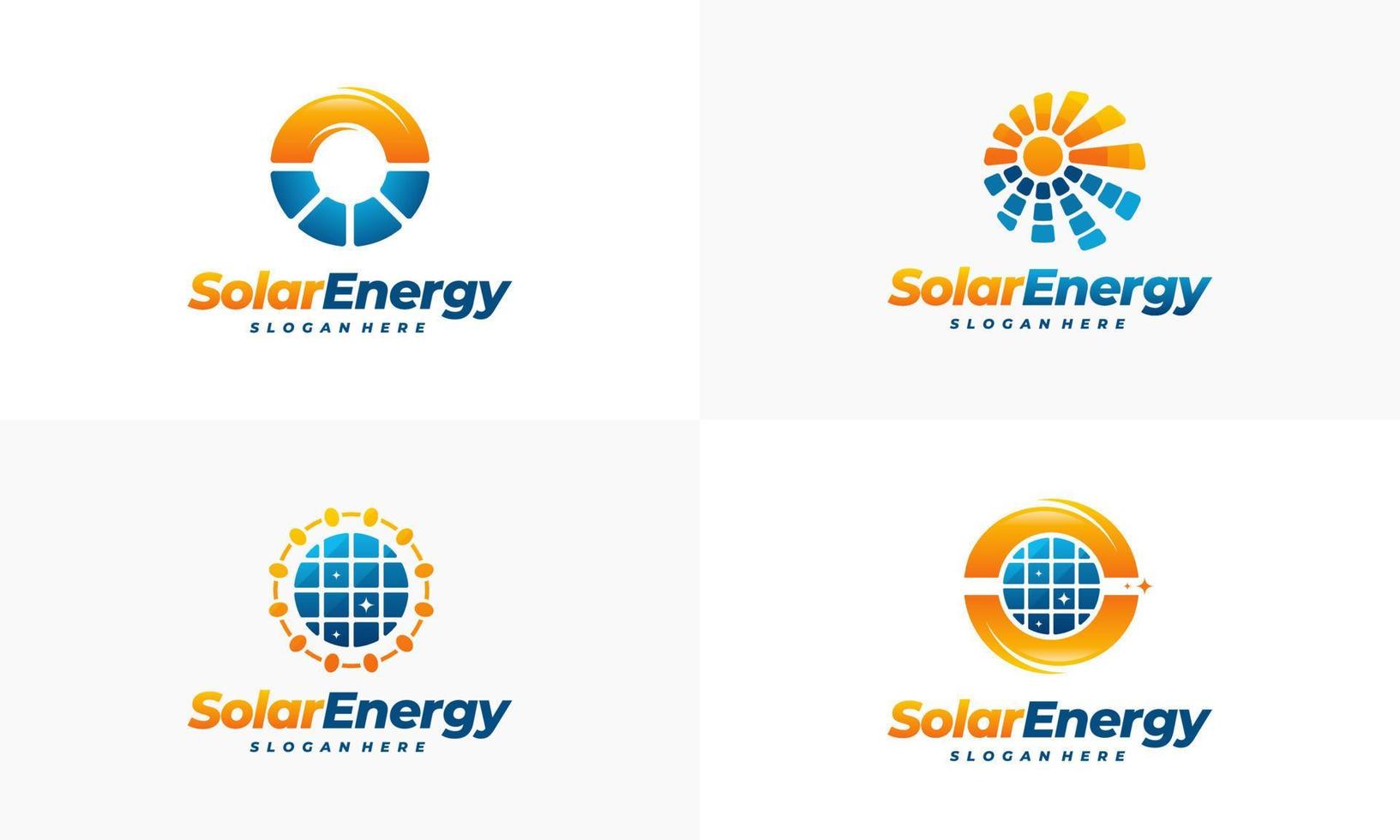 Set of Solar Energy logo designs vector, Sun power logo vector