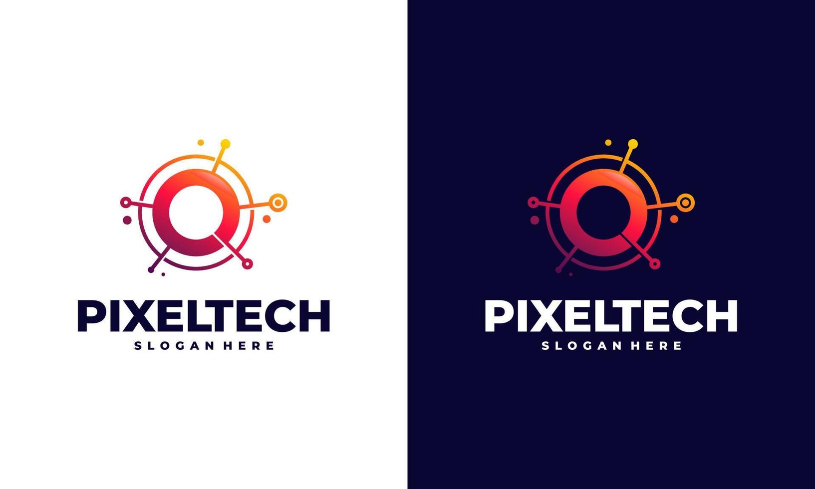 vector de concepto de diseños de logotipo de tecnología de píxeles, símbolo de logotipo de red de internet