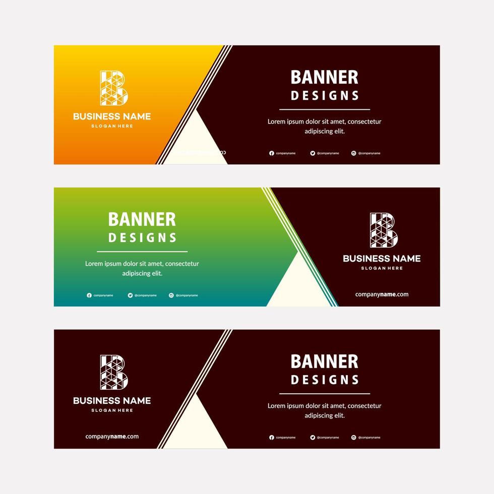 Modern web banners template with diagonal elements for a photo. Universal design for advertising business vector