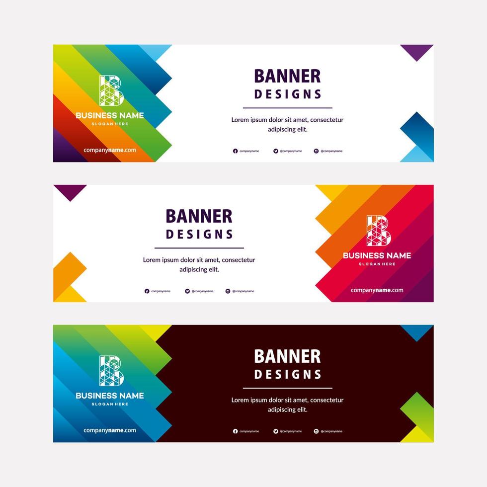 Modern web banners template with diagonal elements for a photo. Universal design for advertising business vector