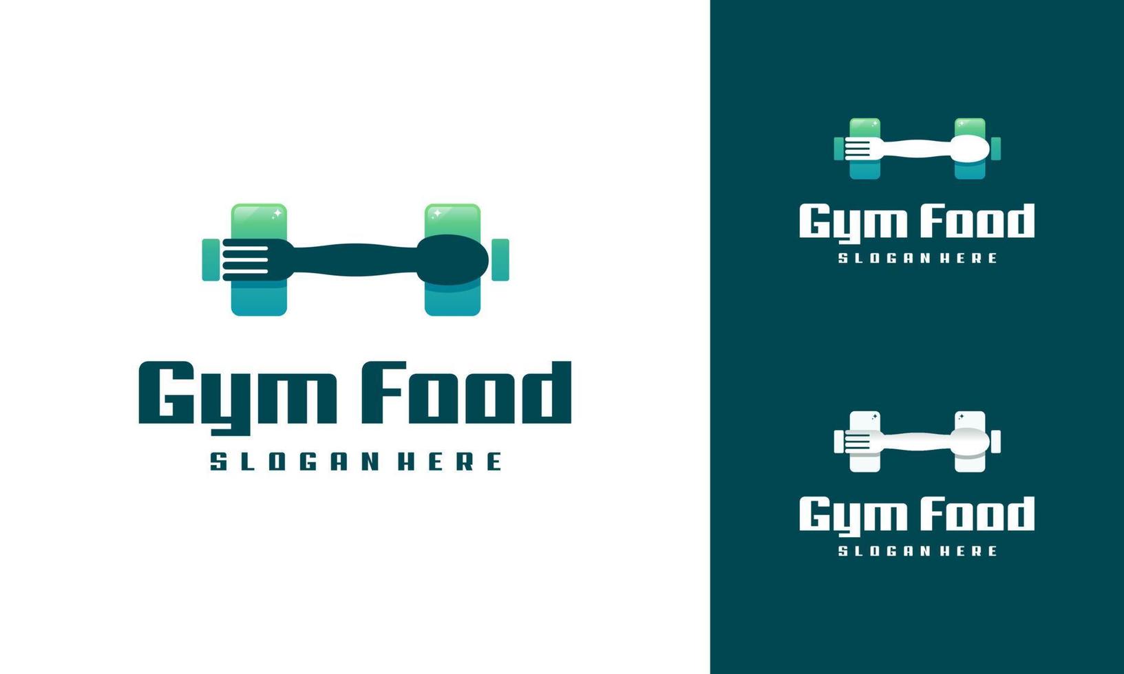 vector de concepto de diseño de logotipo de comida de gimnasio, vector de logotipo de nutrición de gimnasio