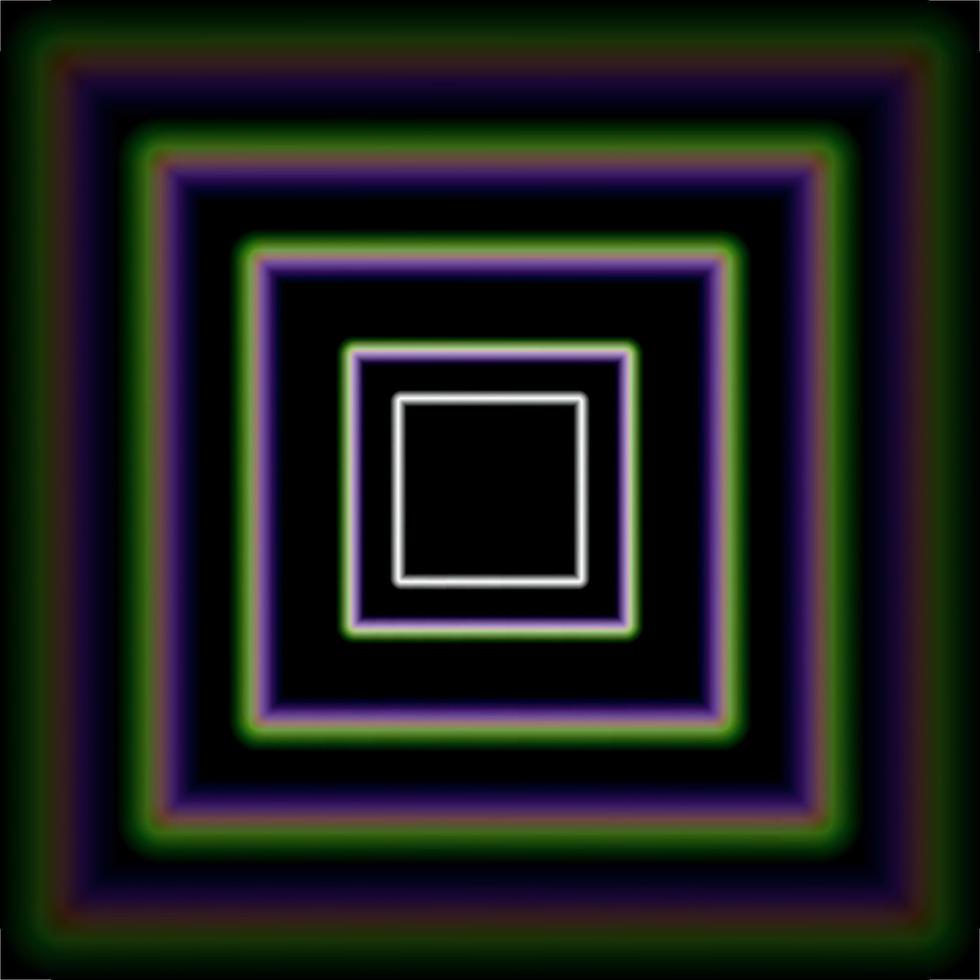 Shiny concentric squares corridor with colorful aberrations vector