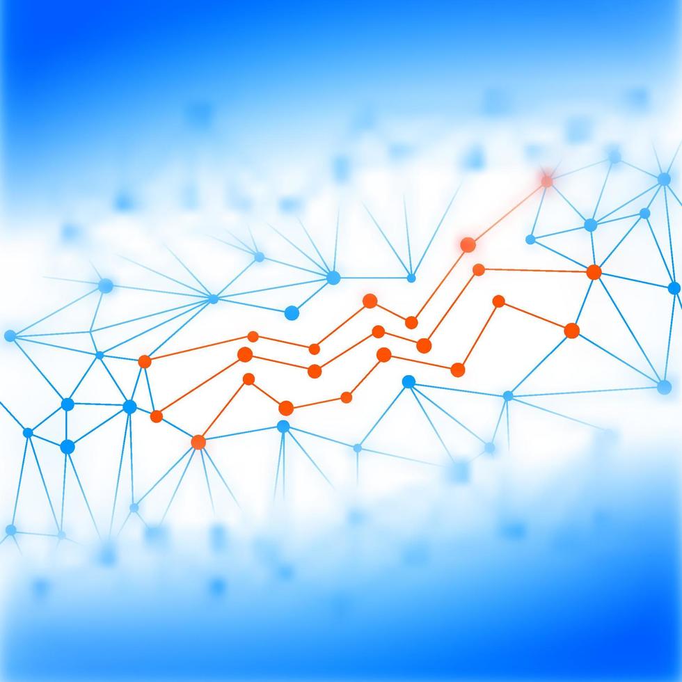 Abstract blurred card with connected data lines vector