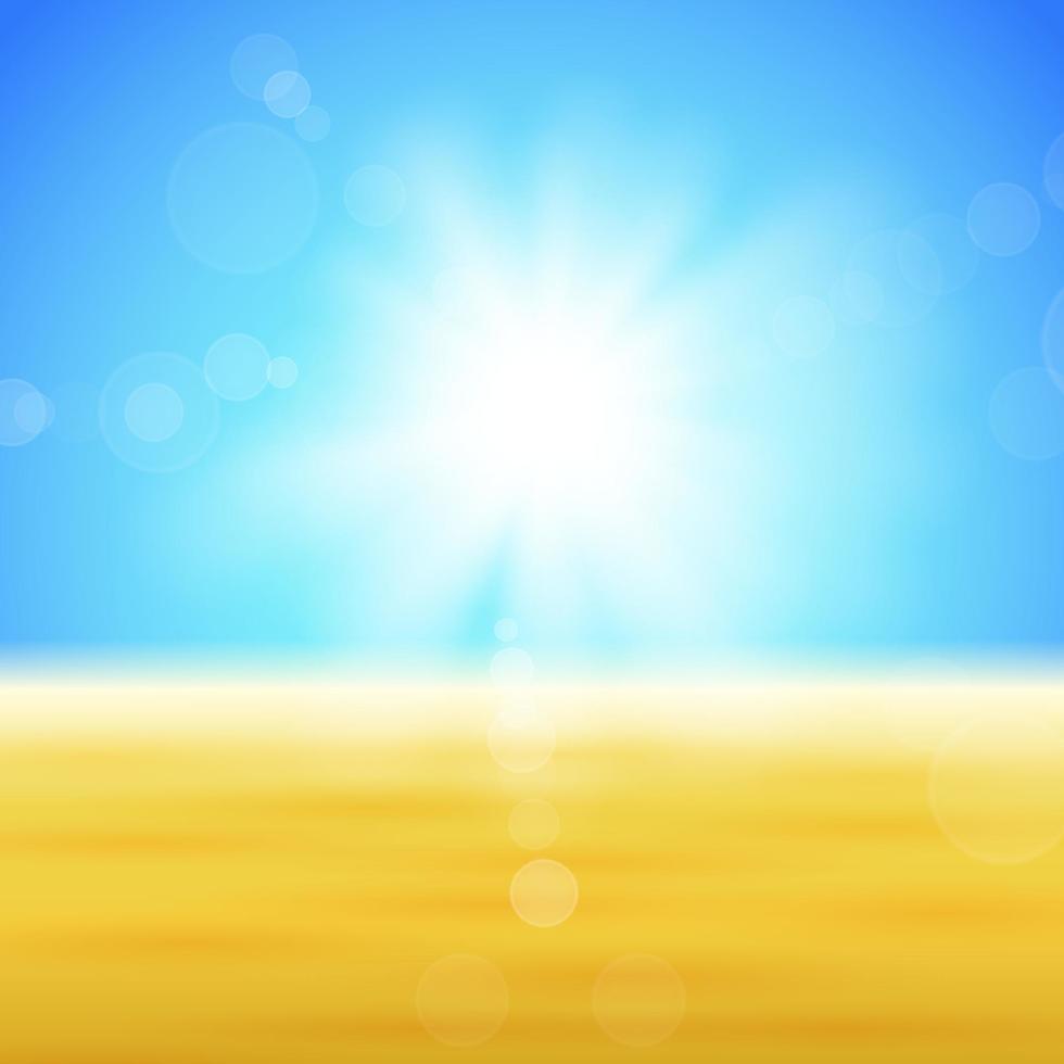 Background with shiny sun with flares over the autumn field vector