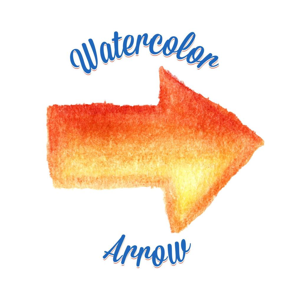 Orange vector watercolor arrow with paint texture