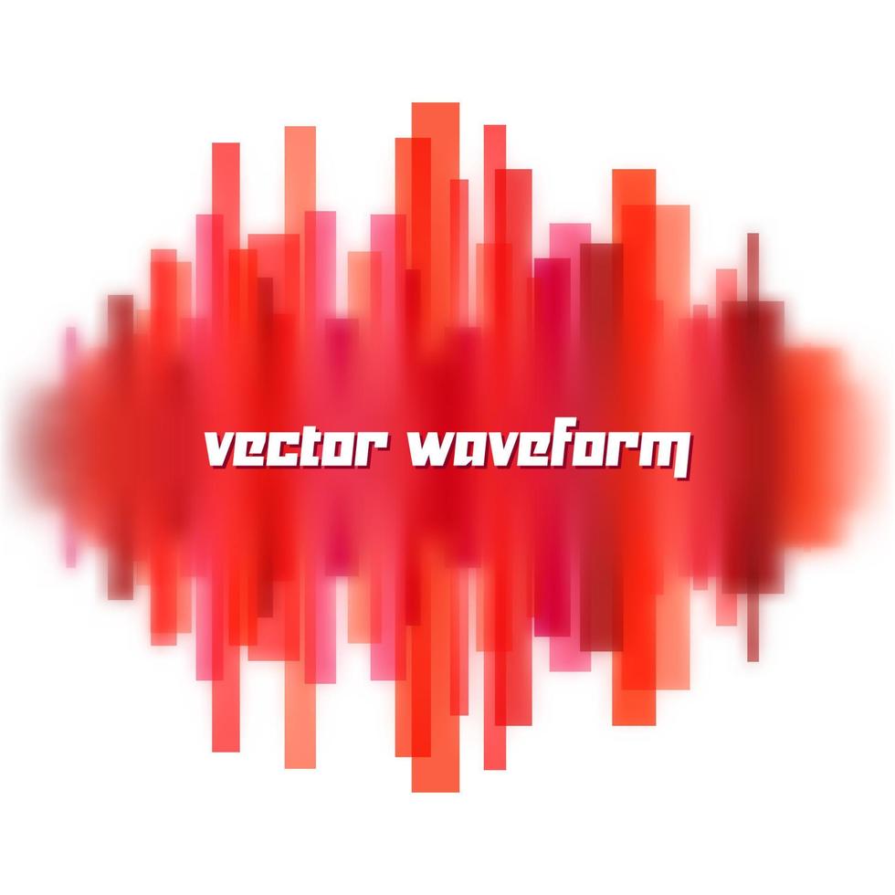 Blurred vector waveform made of transparent red lines