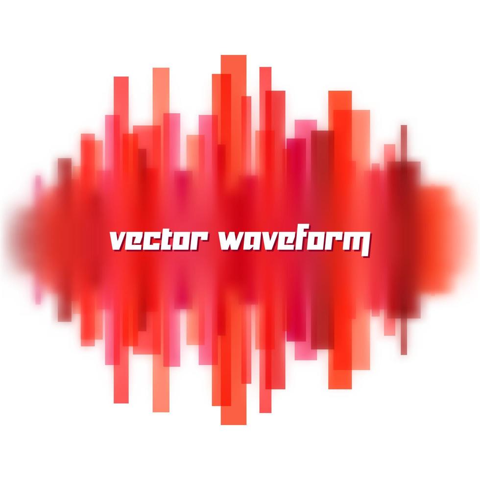 Blurred vector waveform made of transparent red lines