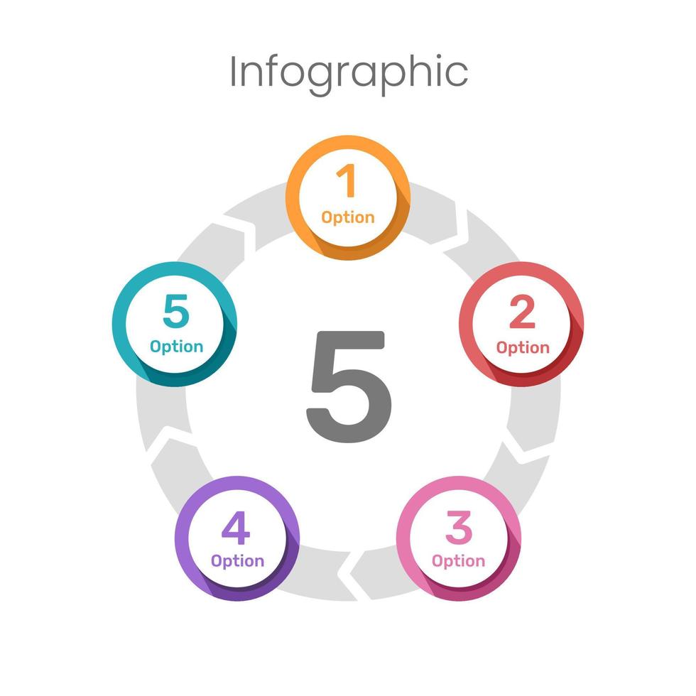 Infografía de cinco opciones. proceso de negocio infográfico de 5 ángulos. ilustración vectorial vector