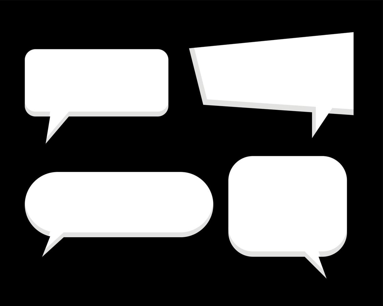 Set of speak bubble text, chatting box, message box outline cartoon vector illustration