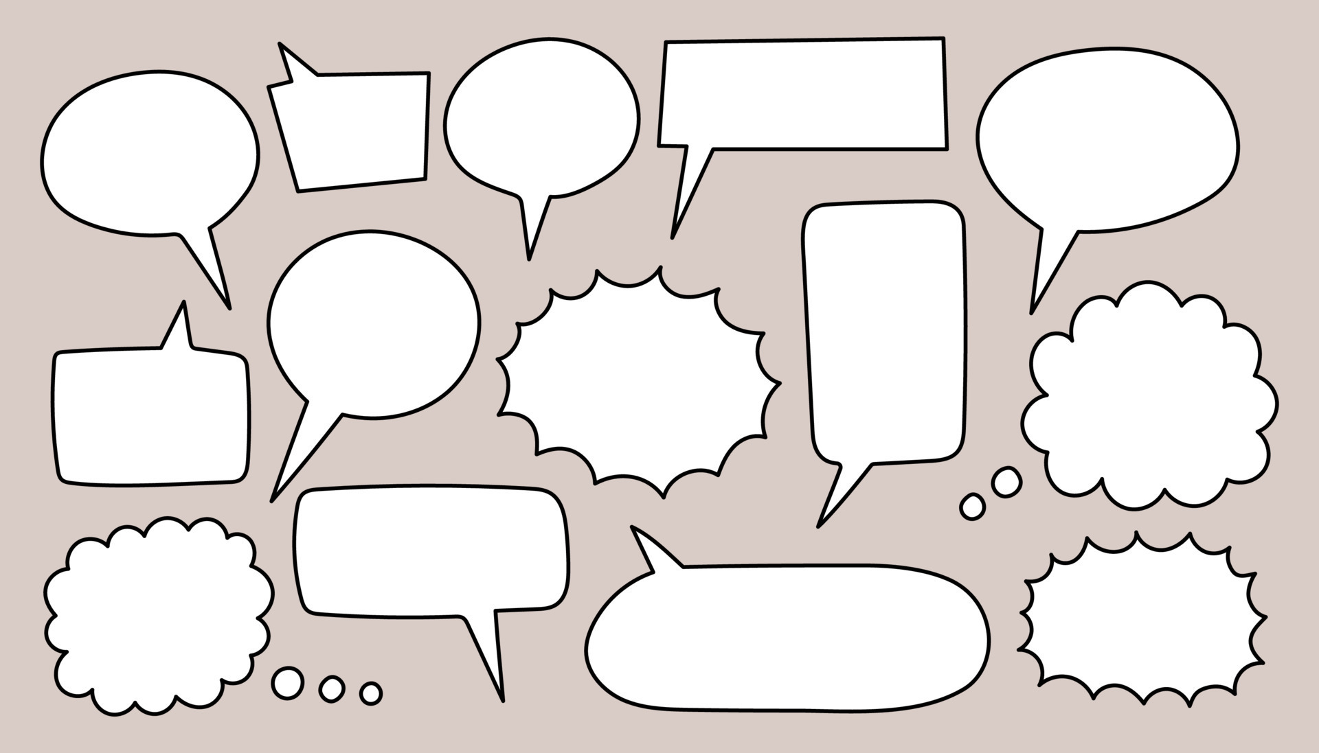 Set of speak bubble text, chatting box, message box outline cartoon vector  design. Balloon doodle style of thinking sign 15452538 Vector Art at  Vecteezy