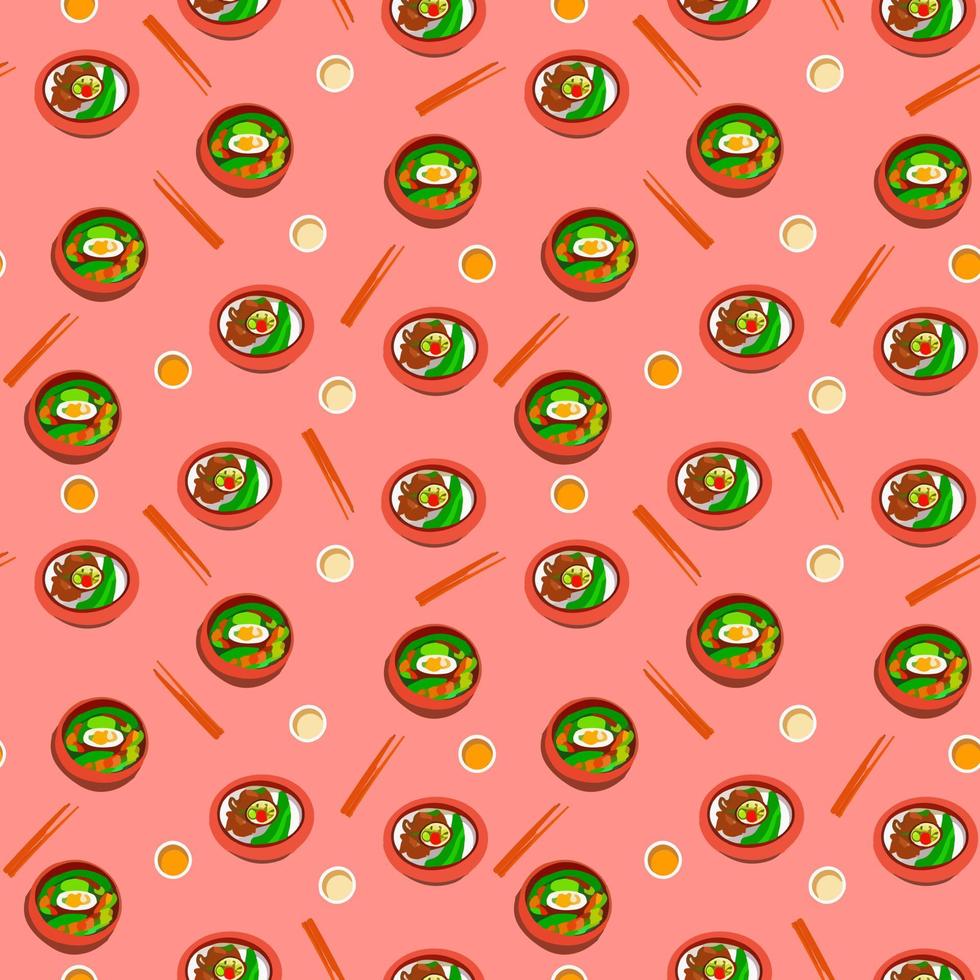 Ramen Japanese Food Pattern vector