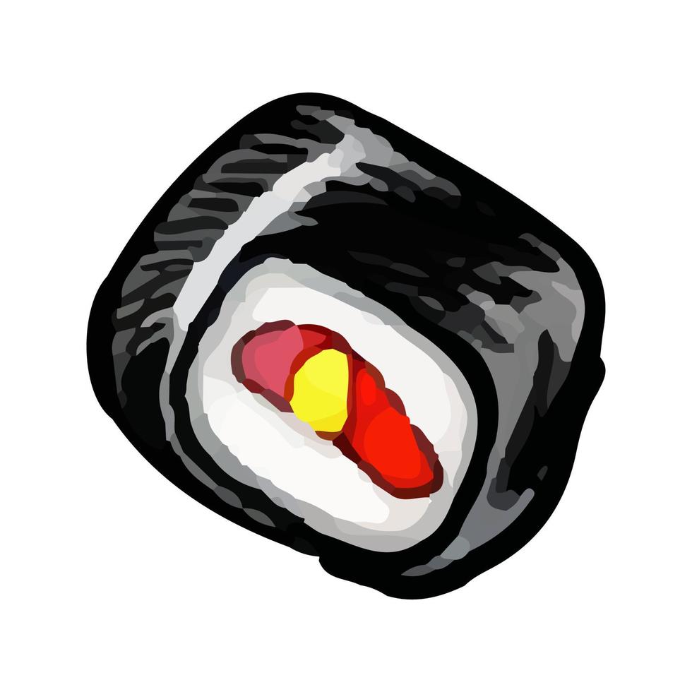 rollo de sush vectorial, gunkan, temaki e inari, ikura. vector