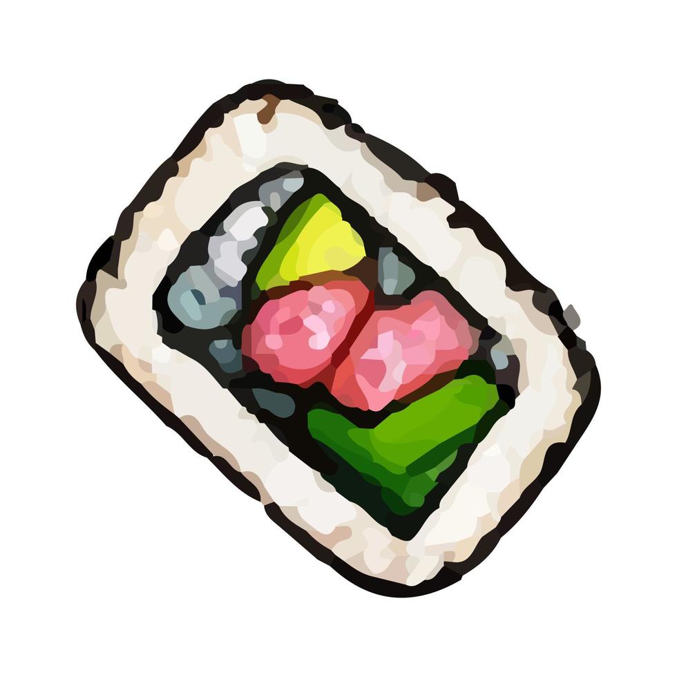 rollo de sush vectorial, gunkan, temaki e inari, ikura. vector