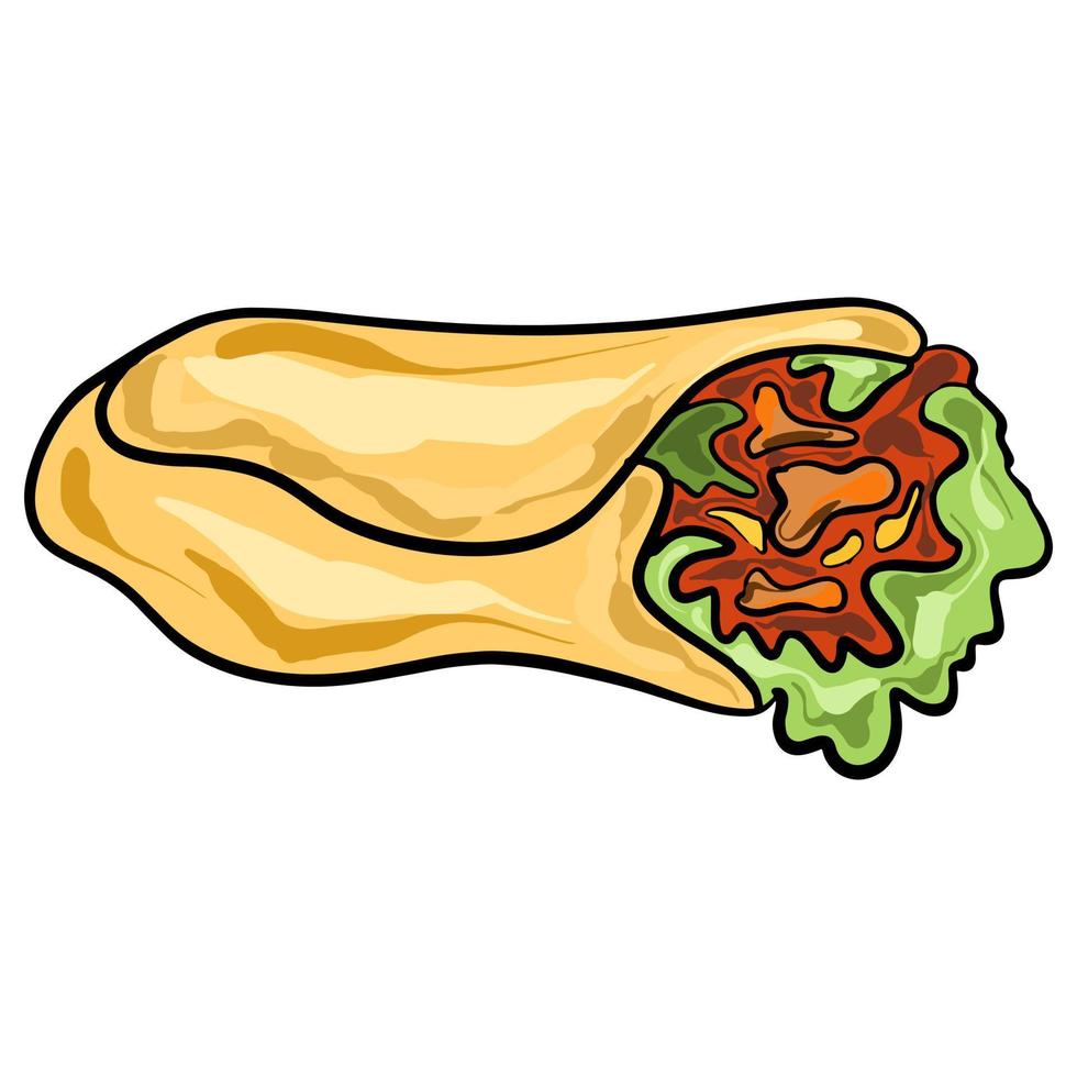 Vector Tortilla, quesadilla in cartoon style on white background.