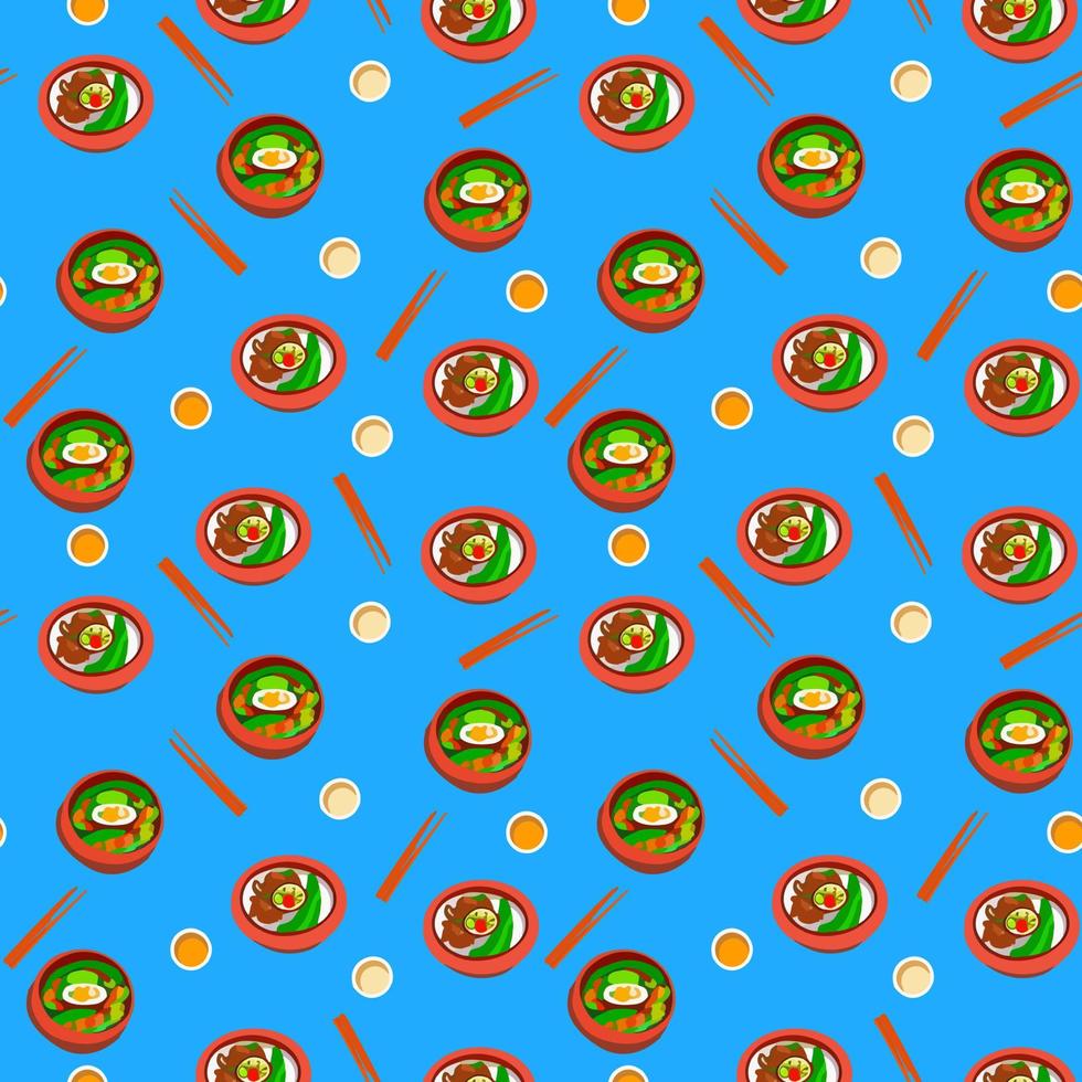 Ramen Japanese Food Pattern vector