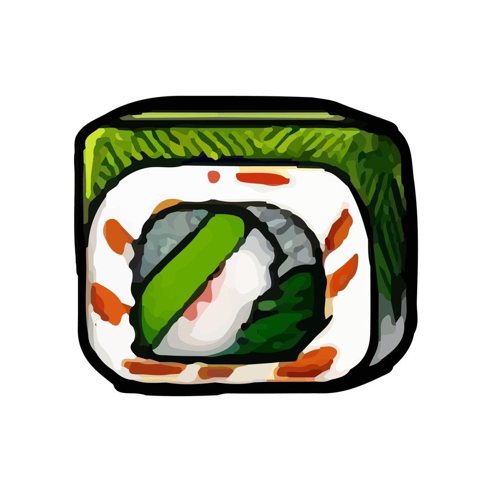 rollo de sush vectorial, gunkan, temaki e inari, ikura. vector