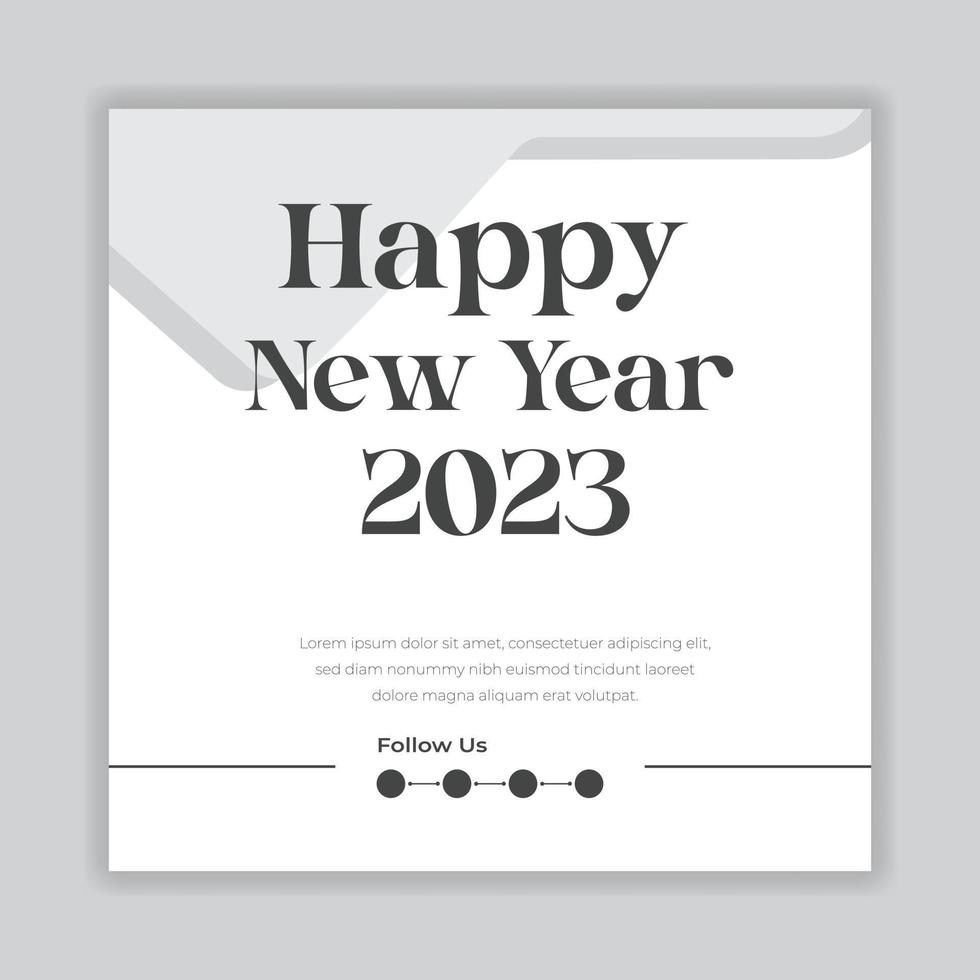 feliz año nuevo 2023 plantilla de póster de diseño de tipografía de texto vector