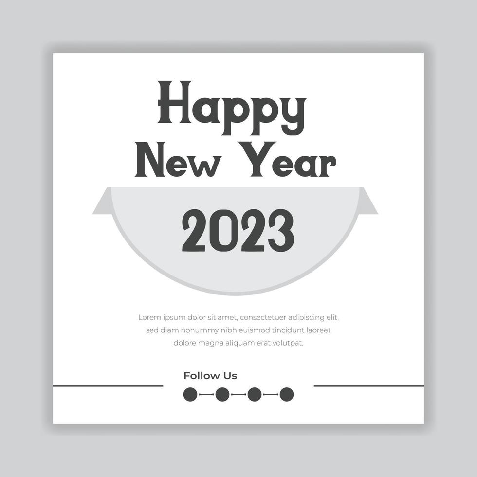 feliz año nuevo 2023 plantilla de póster de diseño de tipografía de texto vector