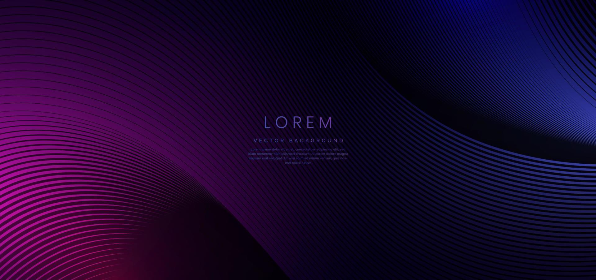 Abstract background horizontal wavy lines design and pattern on dark blue and pink background and texture. vector