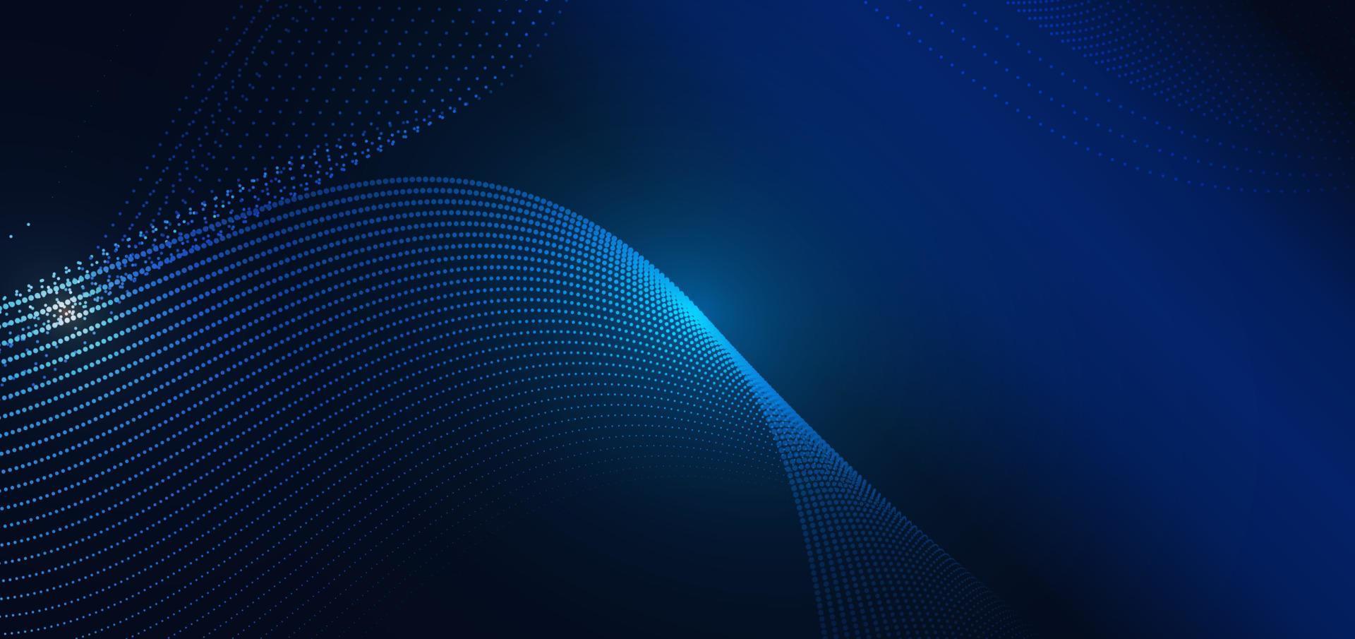 Abstract technology futuristic digital concept dot pattern with lighting glowing particles on dark blue background. vector