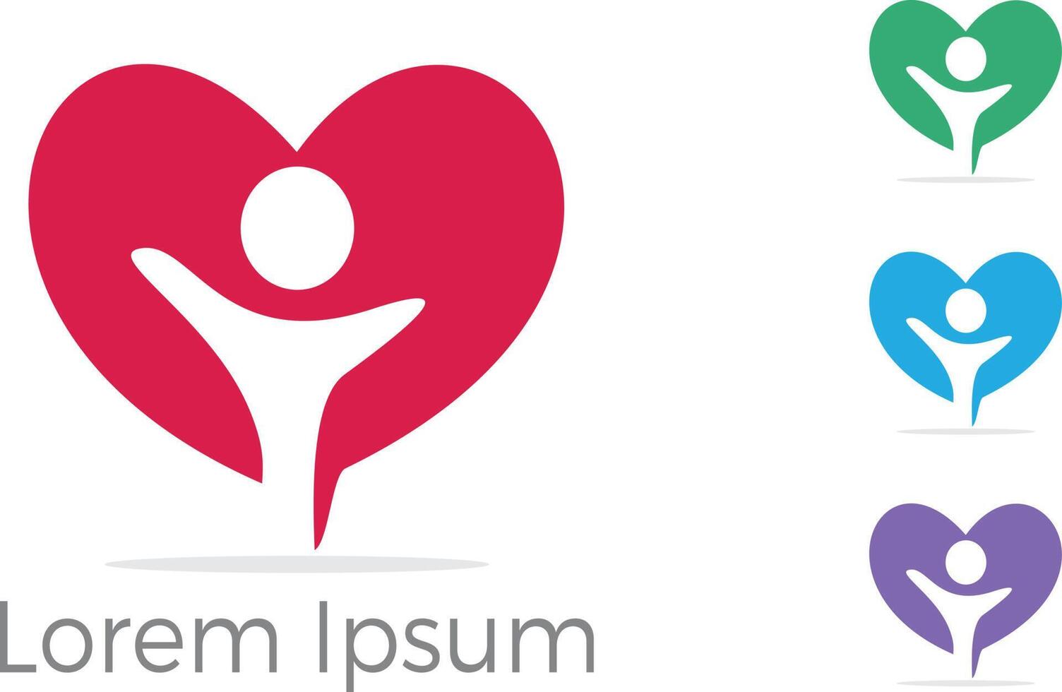 Child care center logo, charity and support vector concept, orphans in heart icon, love and happy life vector illustration.