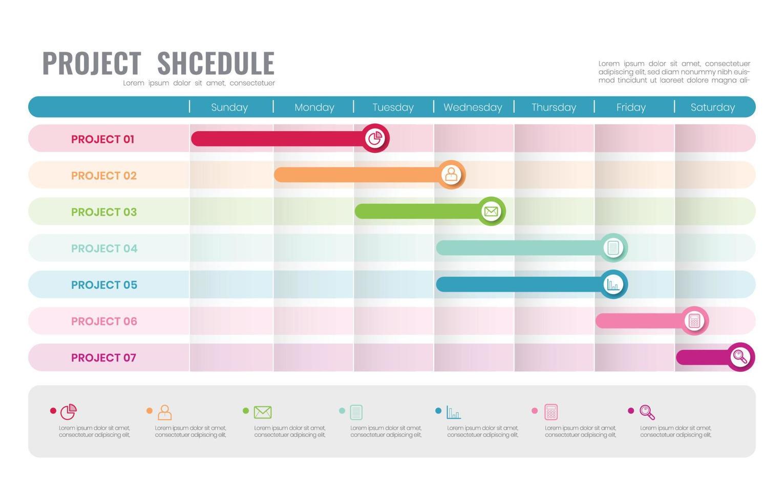 Project Weekly Timeline Schedule vector