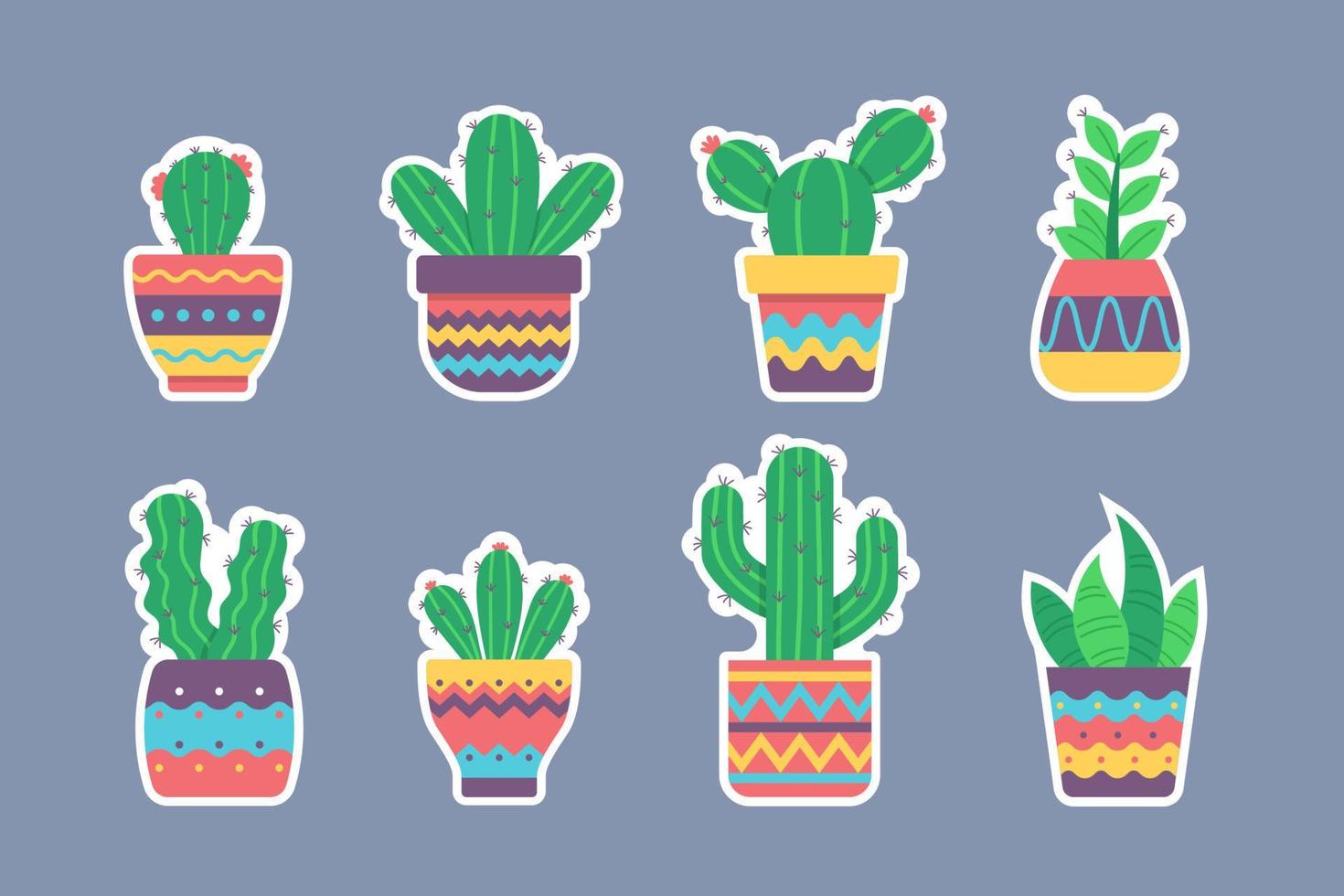 conjunto de colección de pegatinas de cactus y suculentas vector