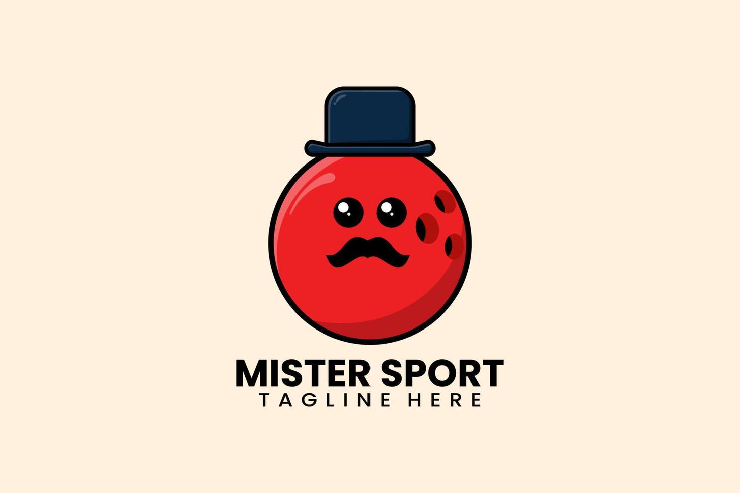 Flat modern template mister bowling ball logo vector