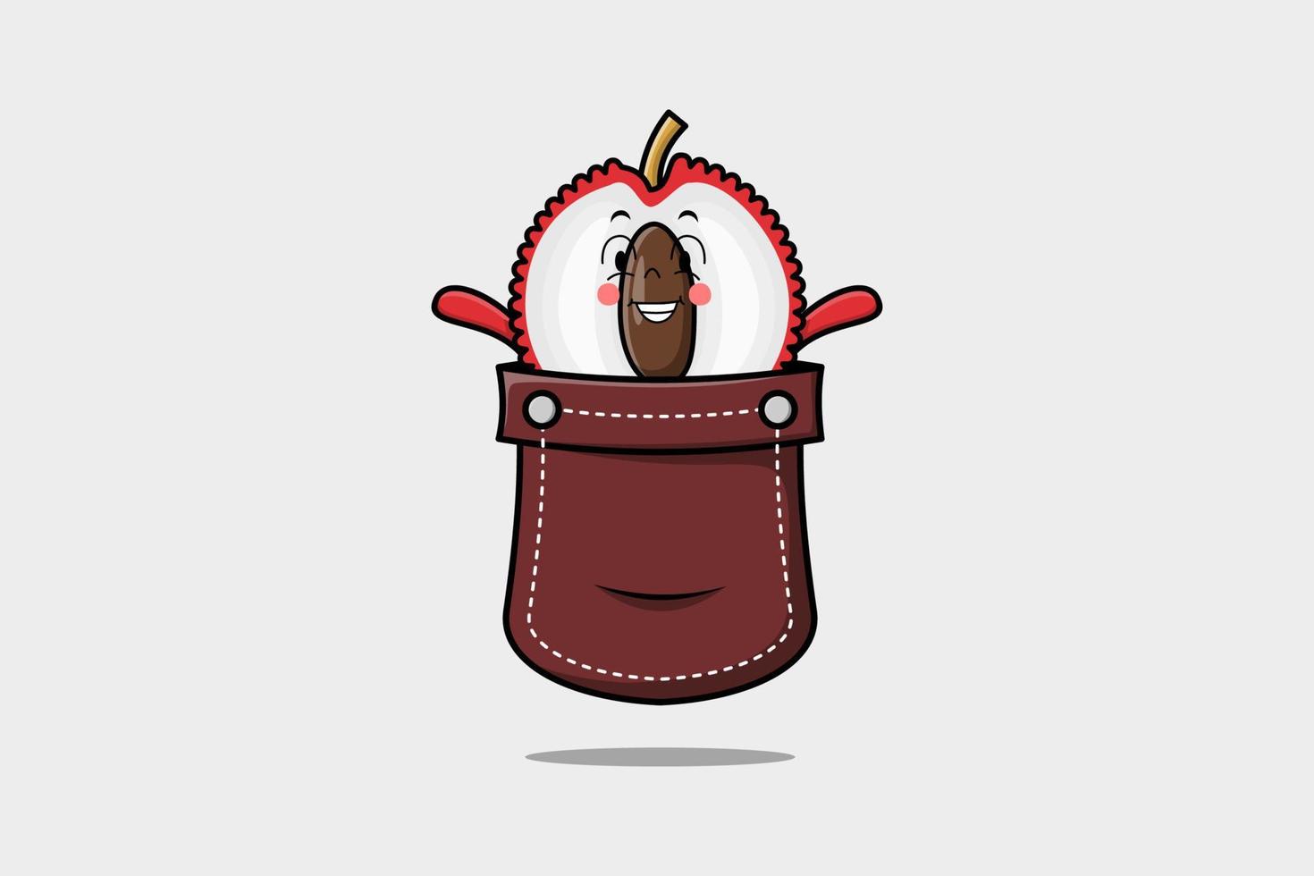 Cute cartoon Lychee character out from pocket vector
