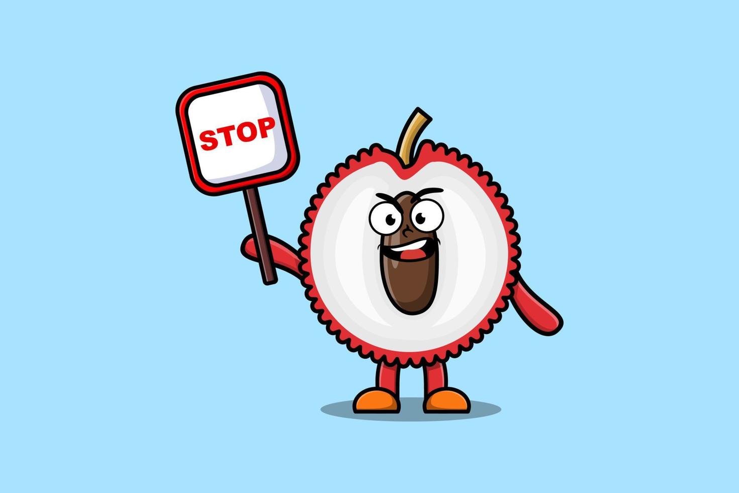 cute cartoon Lychee holding 18 plus sign board vector