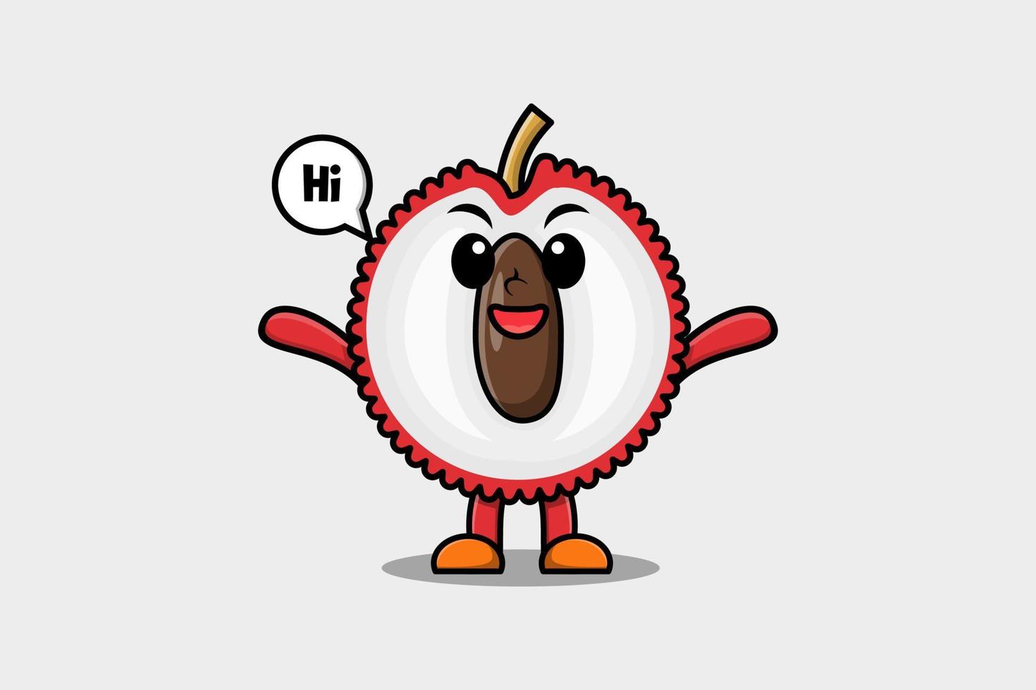 cartoon Lychee character with happy expression vector