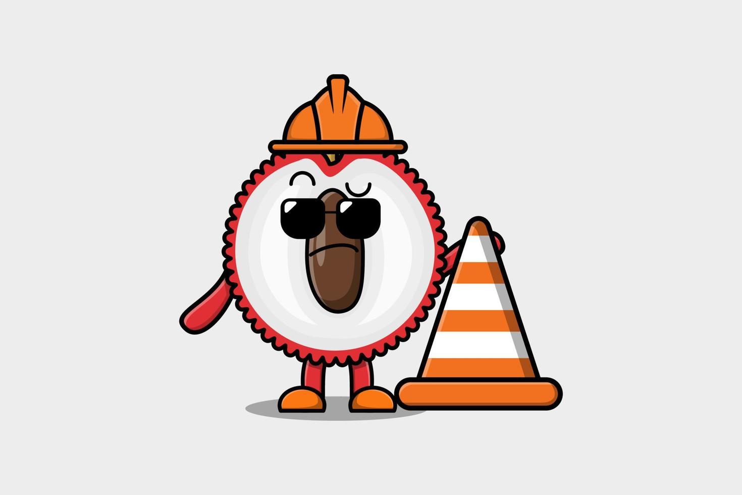 Construction worker Lychee cute character vector