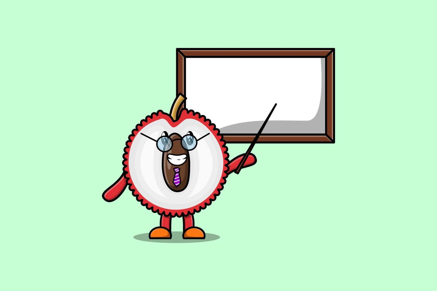 Cute cartoon Lychee teaching with whiteboard vector