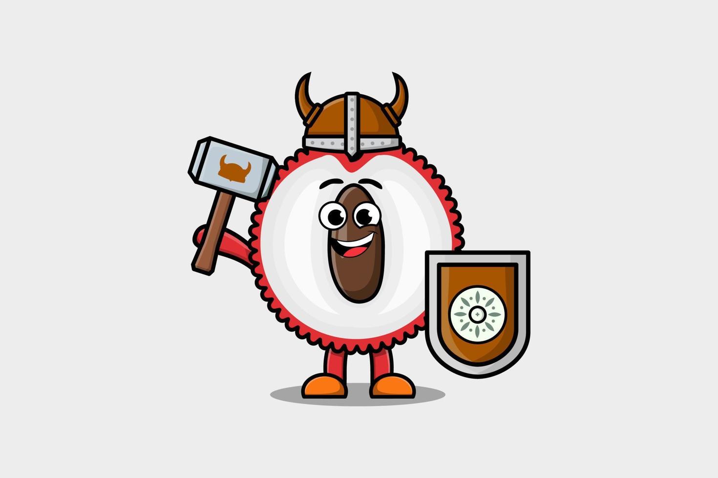 lindo personaje de dibujos animados lichi pirata vikingo vector