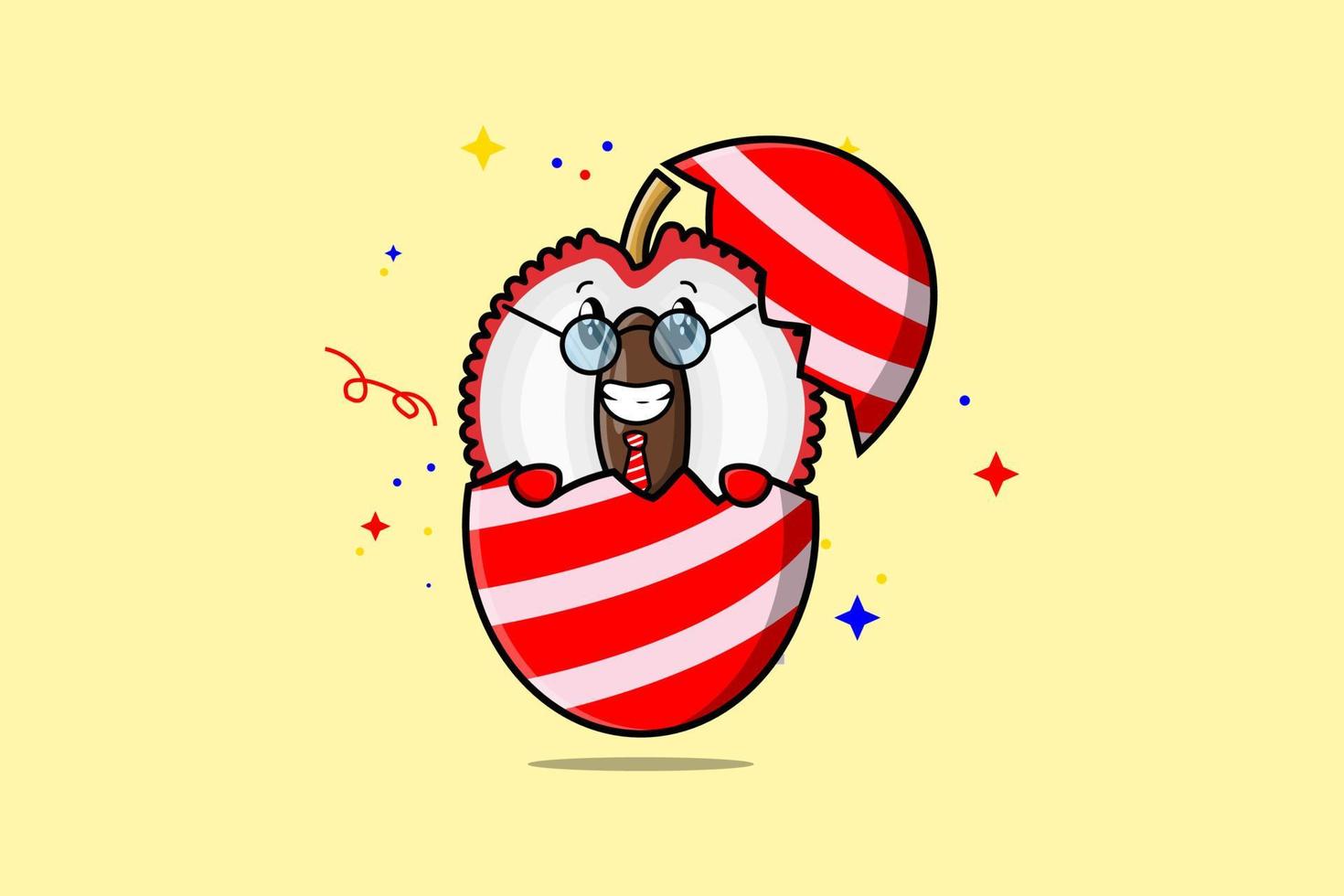 Cute cartoon Lychee coming out from easter Lychee vector