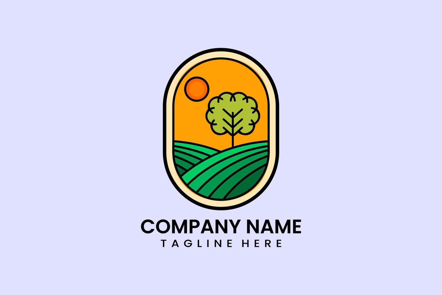 Flat tree Agriculture farm logo template vector