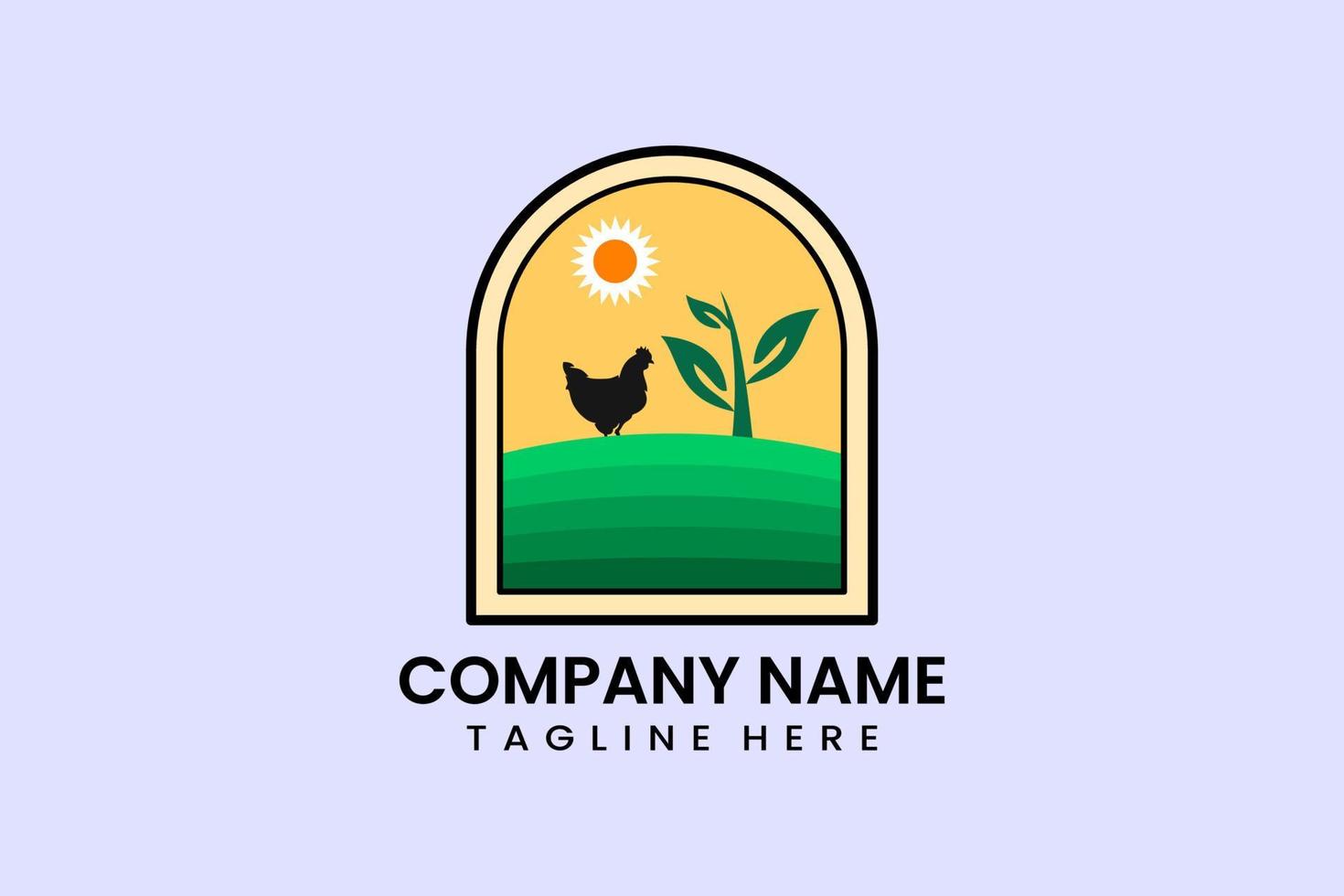 Flat chicken farm logo template illustration vector