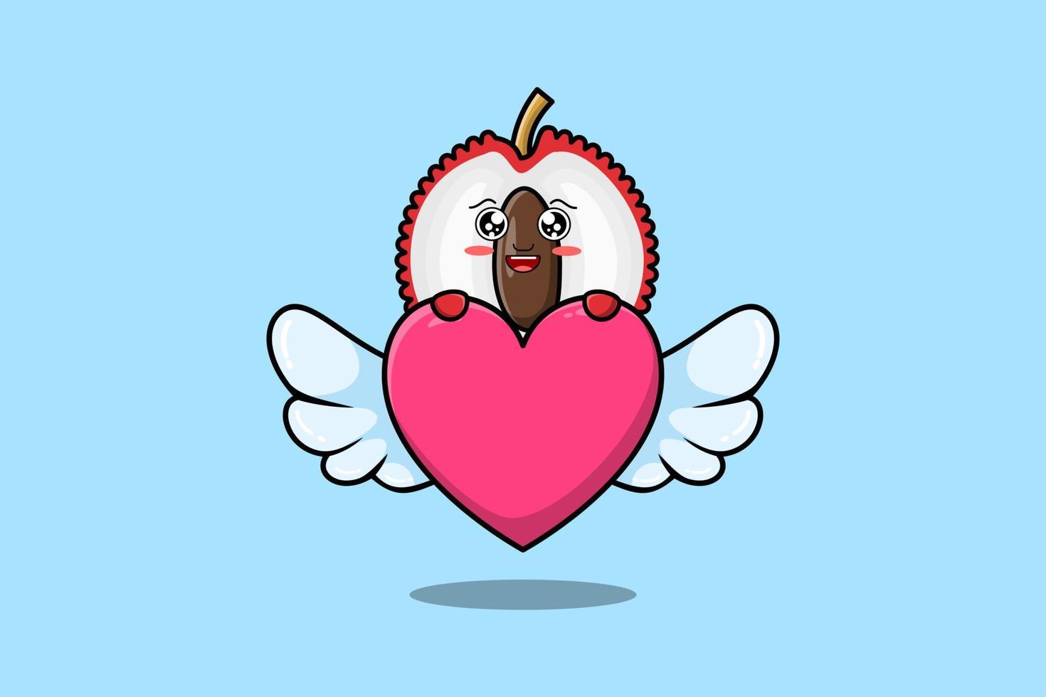 cute cartoon Lychee character hiding heart vector